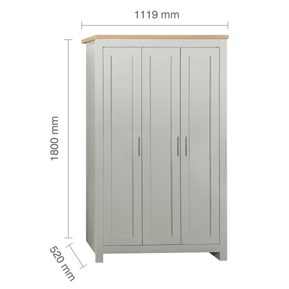 Highland Wooden Wardrobe with 3 Doors in Grey and Oak