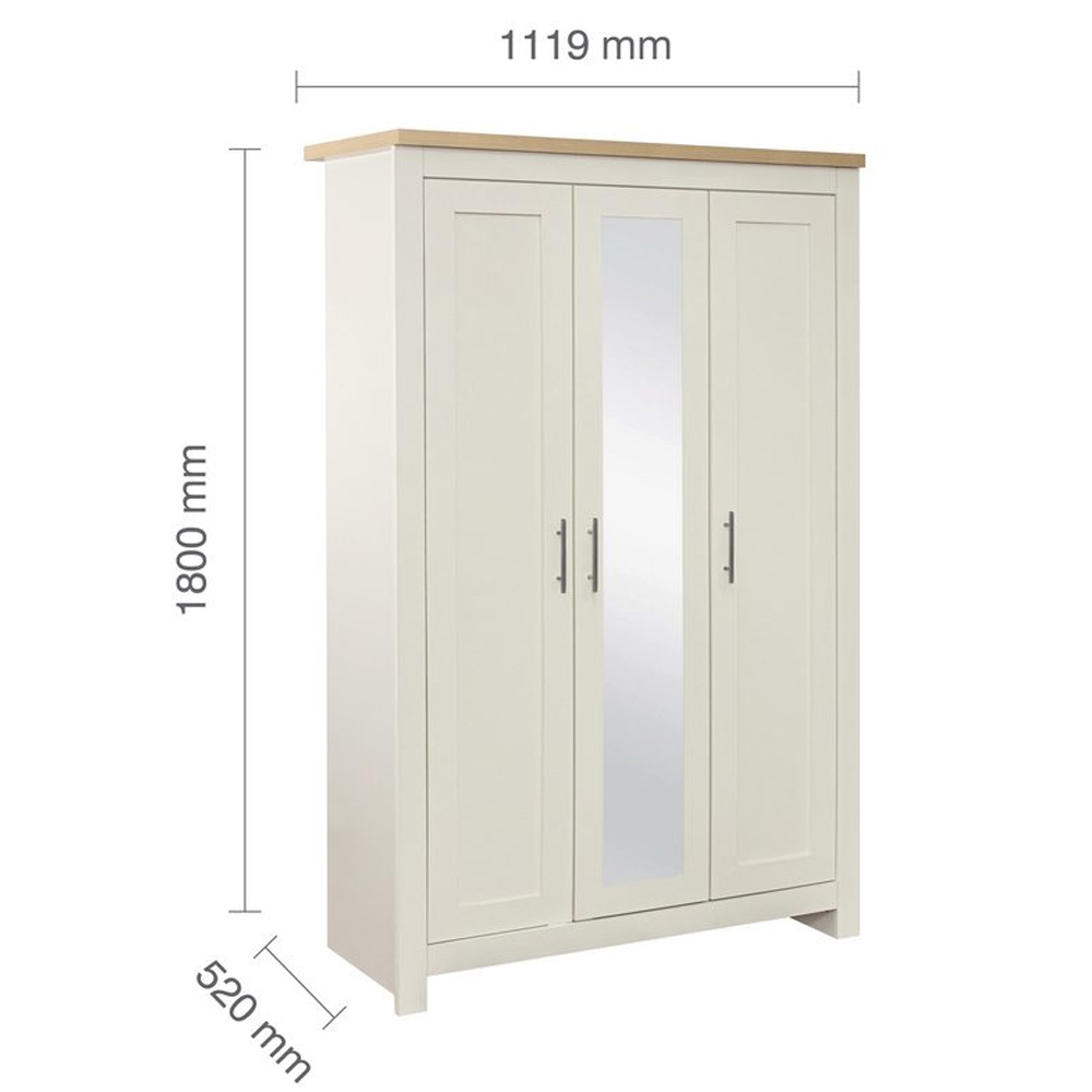 Highland Wooden Wardrobe With 3 Doors In Navy Blue Oak