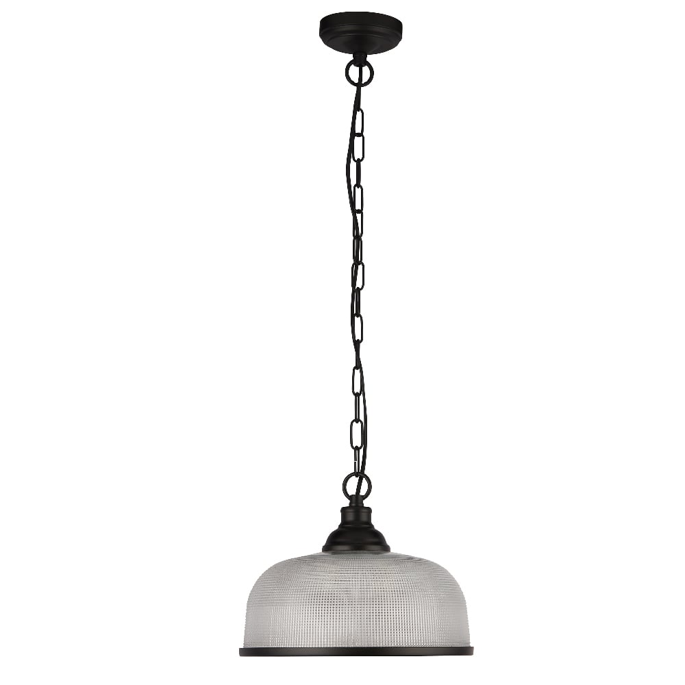 Read more about Highworth holophane glass pendant light in matt black