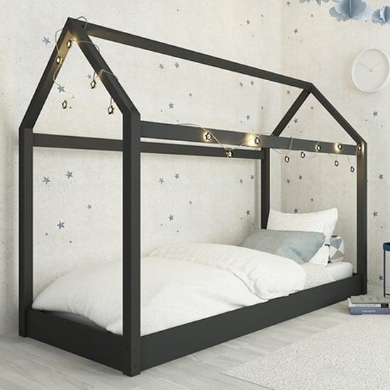 Hiker Wooden Single House Bed In Black_1