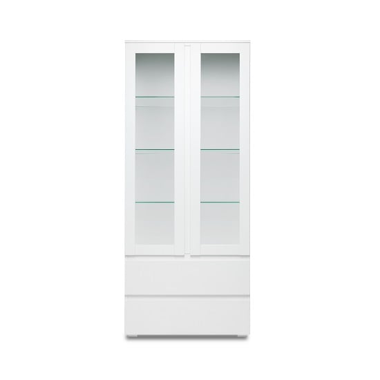 Hilary Display Cabinet In White With 2 Glass Doors Furniture Fashion - Display Cabinet Home Decor