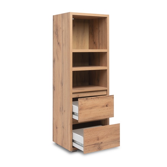 Hilary Wooden Bookcase In Oak With 2 Drawers_2