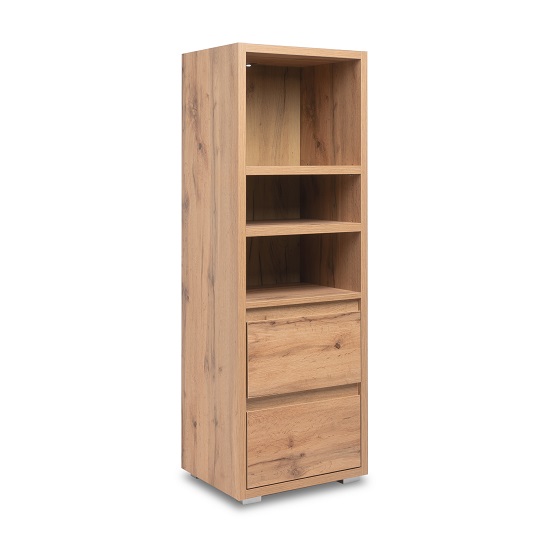 Hilary Wooden Bookcase In Oak With 2 Drawers_3