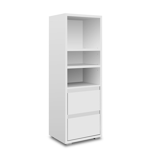 Read more about Hilary wooden bookcase in white with 2 drawers