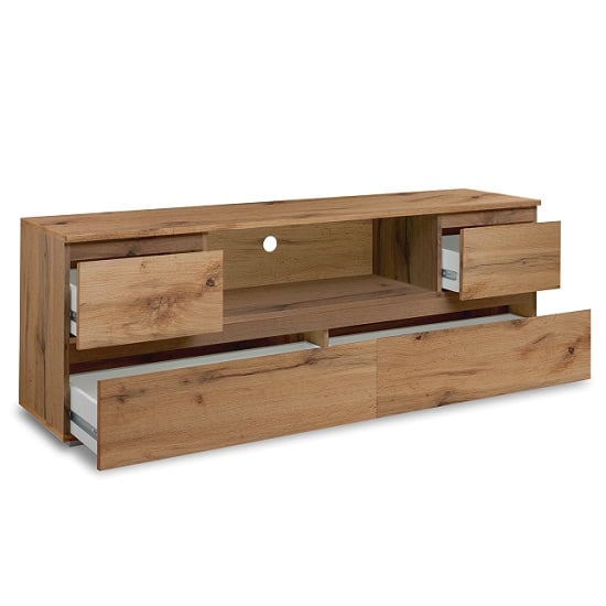 Hilary Wooden TV Stand In Golden Oak With 4 Drawers_2