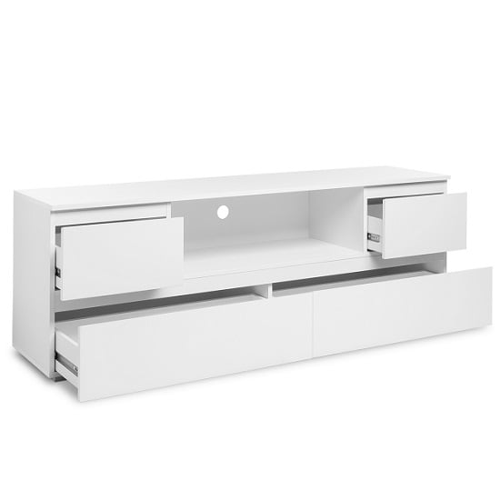 Hilary Wooden TV Stand In White With 4 Drawers Furniture in Fashion