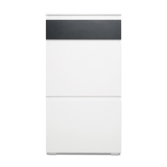Hilary Shoe Cabinet In White And Anthracite With 2 Flap Doors_3