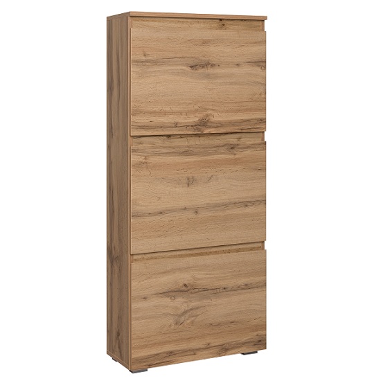 Hilary Shoe Storage Cabinet In Golden Oak With 3 Flap Doors