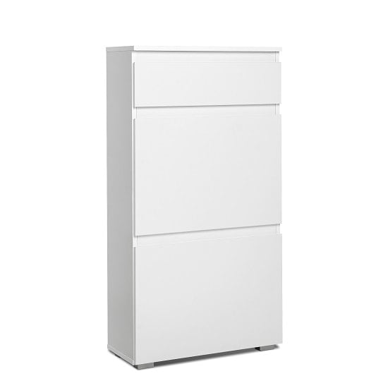 Photo of Hilary shoe cabinet in white with 2 flap doors