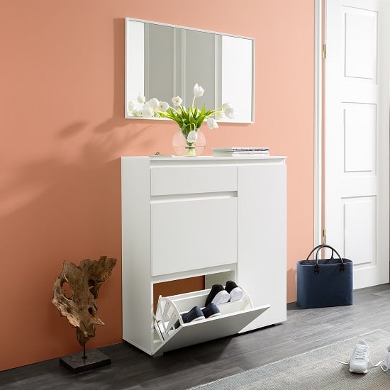 Photo of Hilary wooden shoe storage cabinet in white