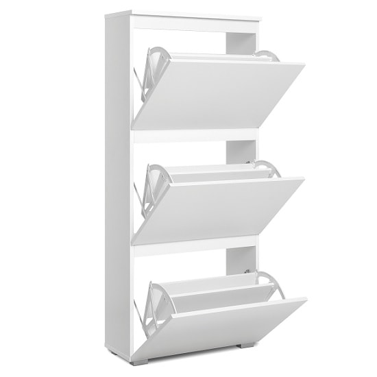 Hilary Shoe Storage Cabinet In White With 3 Flap Doors_2