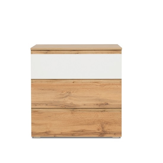Hilary Chest Of Drawers In Oak And White With 3 Drawers_3