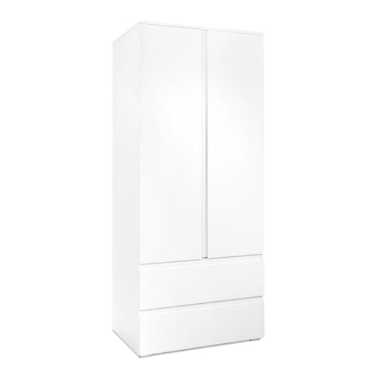Hilary Wooden Wardrobe With 2 Doors 2 Drawers In White