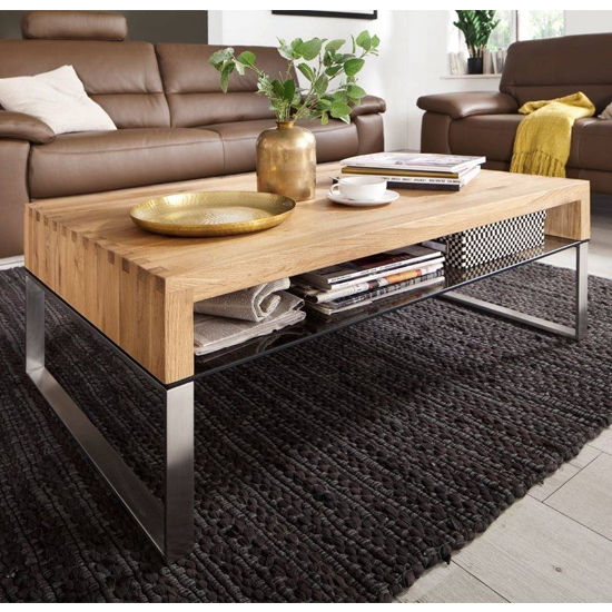 Read more about Hilary wooden coffee table in knotty oak