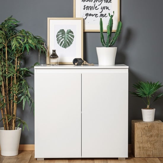 Product photograph of Hilary Wooden Compact Sideboard In White from Furniture in Fashion