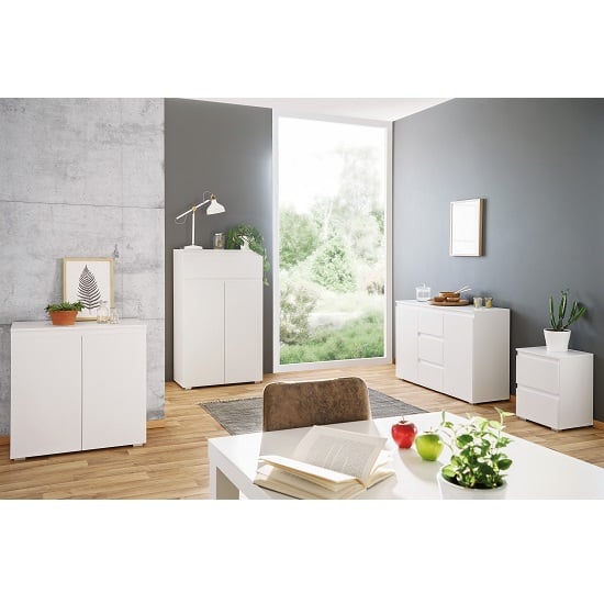 Hilary Contemporary Wooden Sideboard In White_5