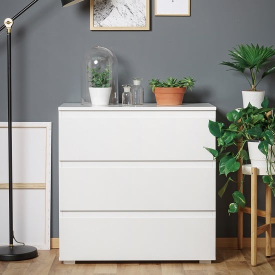 Photo of Hilary contemporary wooden small chest of drawers in white