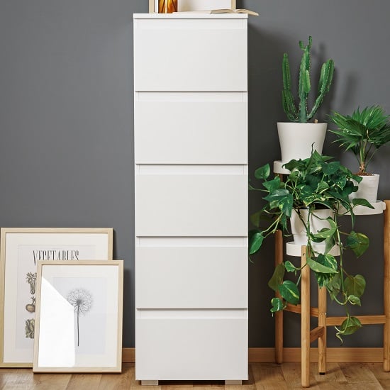 Product photograph of Hilary Contemporary Wooden Tall Chest Of Drawers In White from Furniture in Fashion