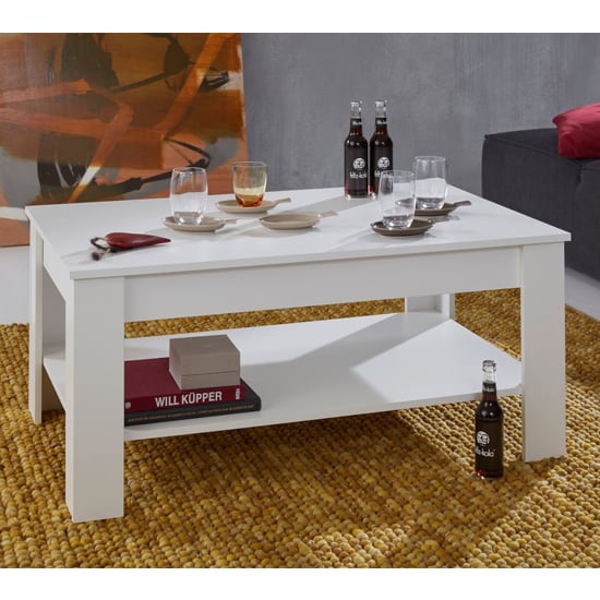 Photo of Hilburn wooden coffee table in andersen white pine