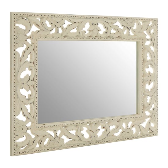 Read more about Hildome rectangular wall bedroom mirror in cream frame