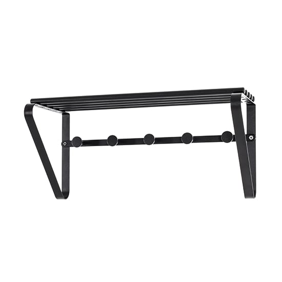 Product photograph of Hillsboro Metal Wall Hung 5 Hooks Coat Rack In Black from Furniture in Fashion