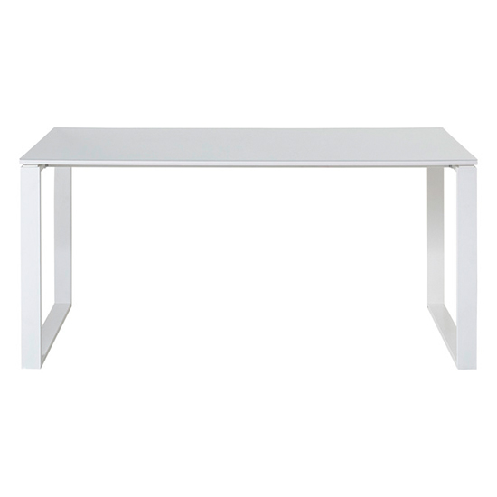 Hilo Glass Top Computer Desk In White With White Metal Frame