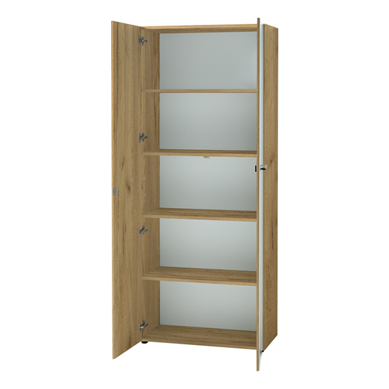Hilo Tall Glass Fronts Filing Cabinet With 2 Doors In White And Oak_2