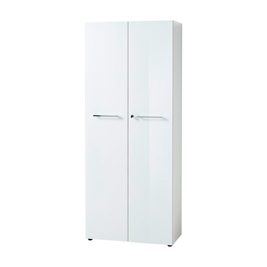 Hilo Tall Glass Fronts Filing Cabinet With 2 Doors In White