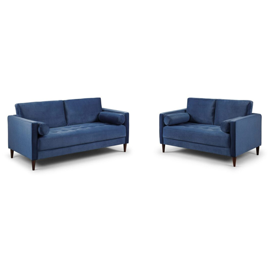Read more about Hiltraud fabric 3 seater and 2 seater sofa in blue