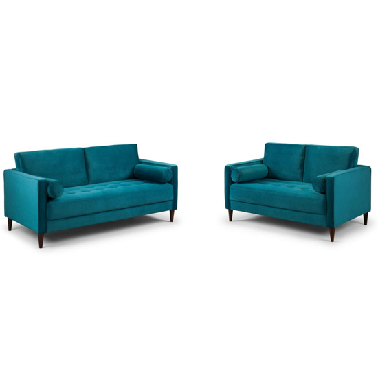 Product photograph of Hiltraud Fabric 3 Seater And 2 Seater Sofa In Plush Teal from Furniture in Fashion