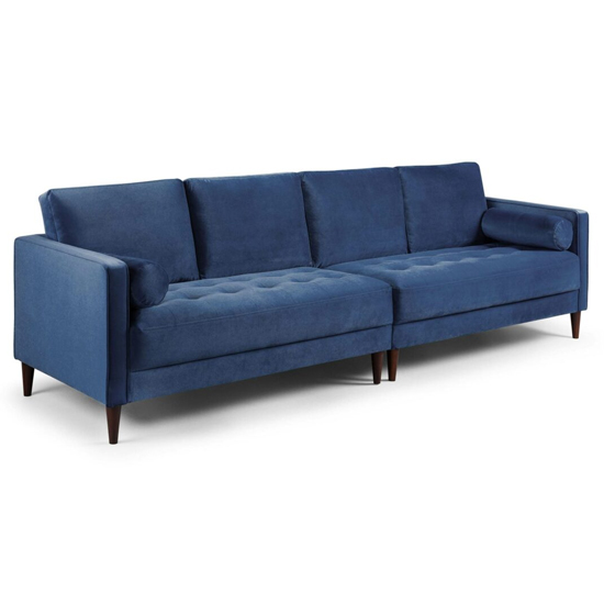 Product photograph of Hiltraud Fabric 4 Seater Sofa In Blue from Furniture in Fashion
