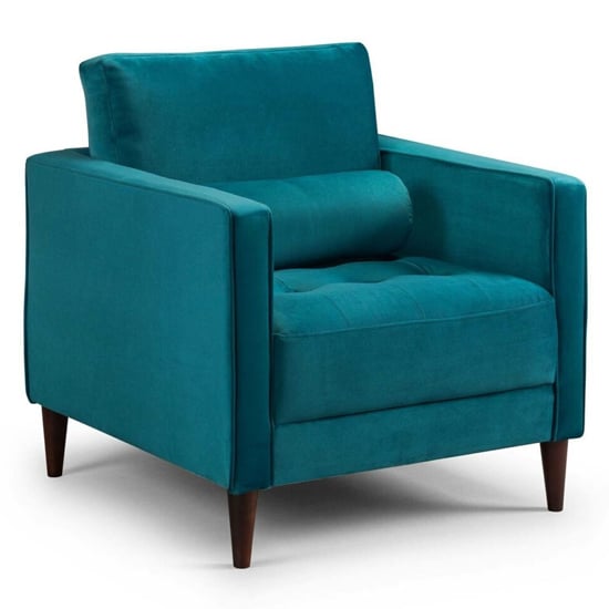 Photo of Hiltraud fabric armchair in plush teal