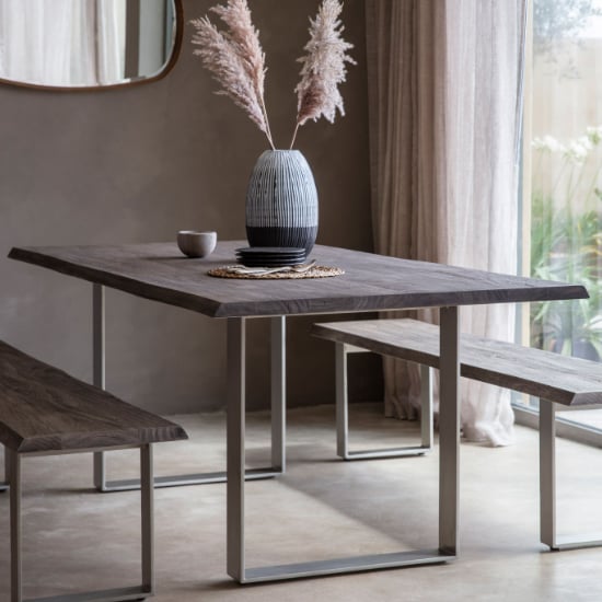 Read more about Hinton large wooden dining table with metal legs in grey