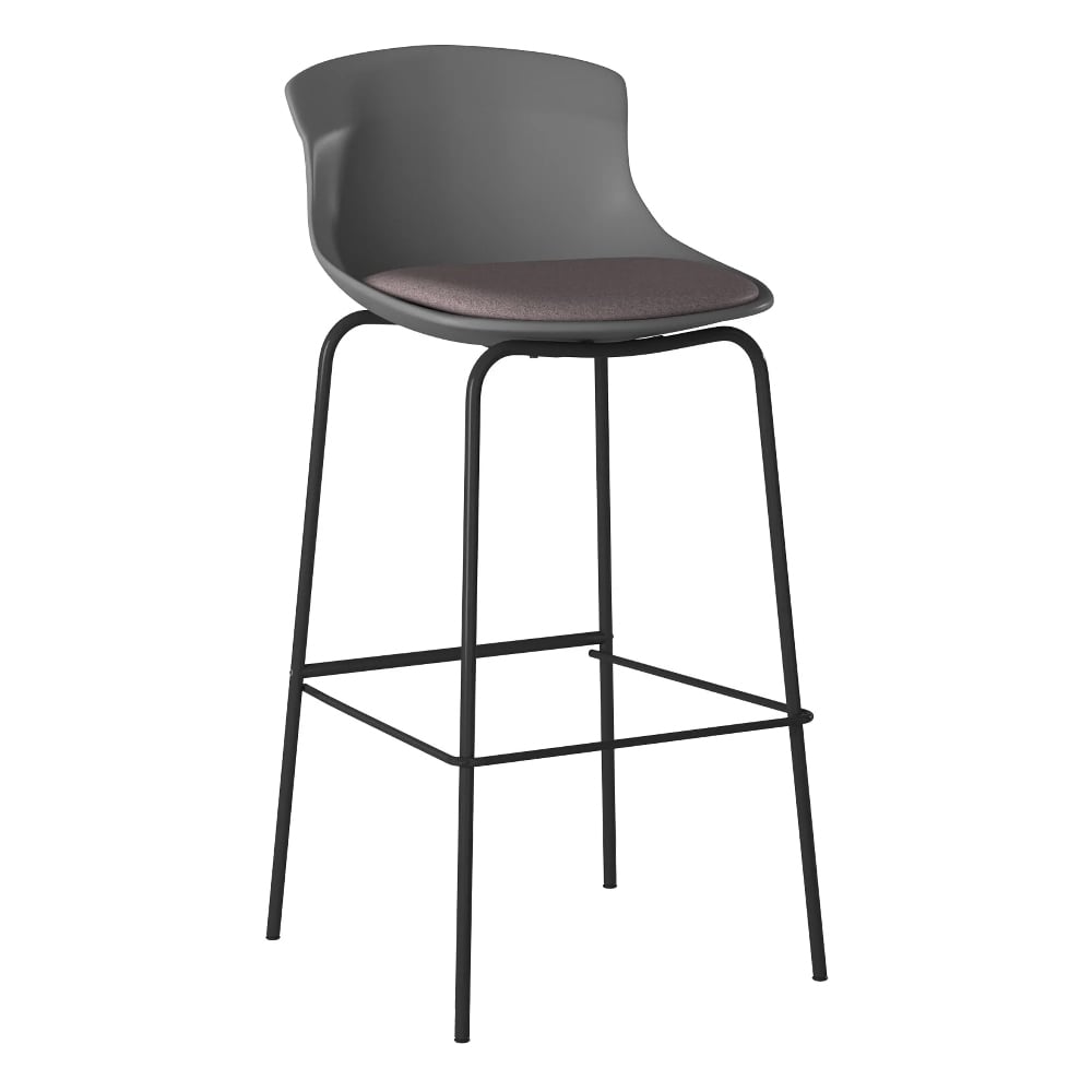 Read more about Hinton plastic bar stool with fabric seat in grey