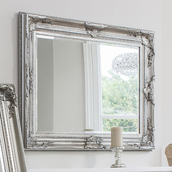 Hinton Rectangular Bevelled Wall Mirror In Antique Silver