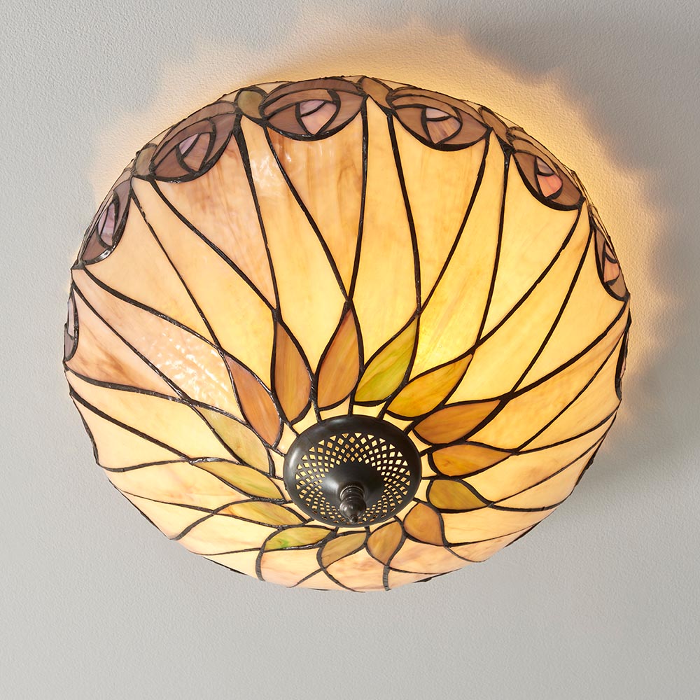 Hinton Tiffany Glass Ceiling Light In Multicolour