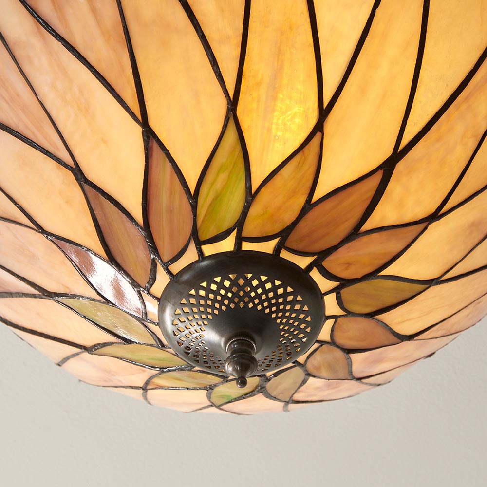 Hinton Tiffany Glass Ceiling Light In Multicolour