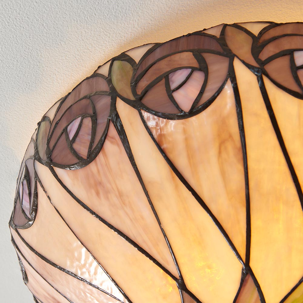 Hinton Tiffany Glass Ceiling Light In Multicolour