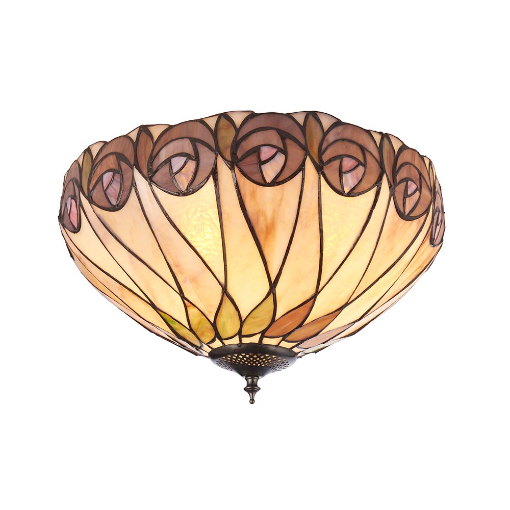 Hinton Tiffany Glass Ceiling Light In Multicolour