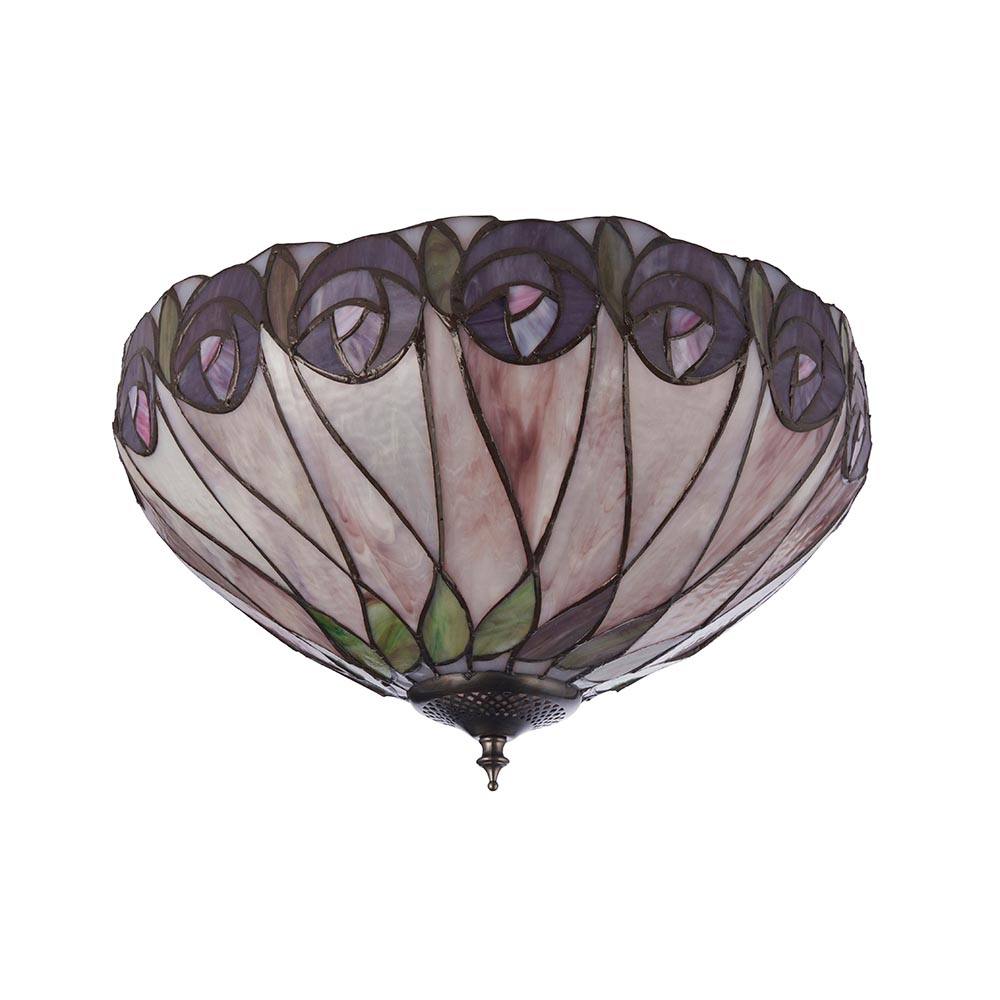 Hinton Tiffany Glass Ceiling Light In Multicolour