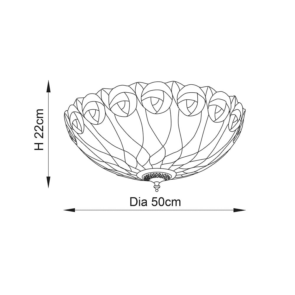 Hinton Tiffany Glass Flush Ceiling Light In Satin Black