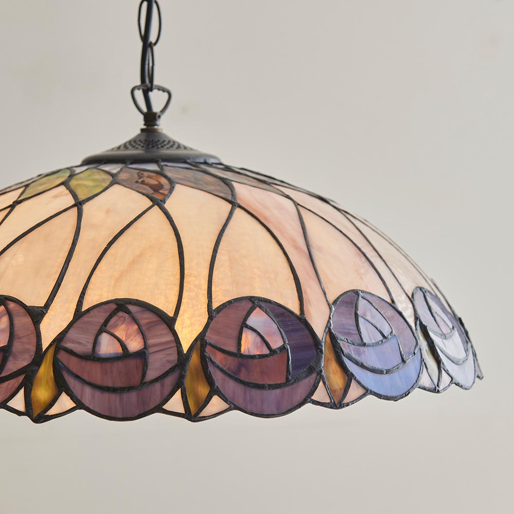 Hinton Tiffany Glass Pendant Ceiling Light In Multicolour