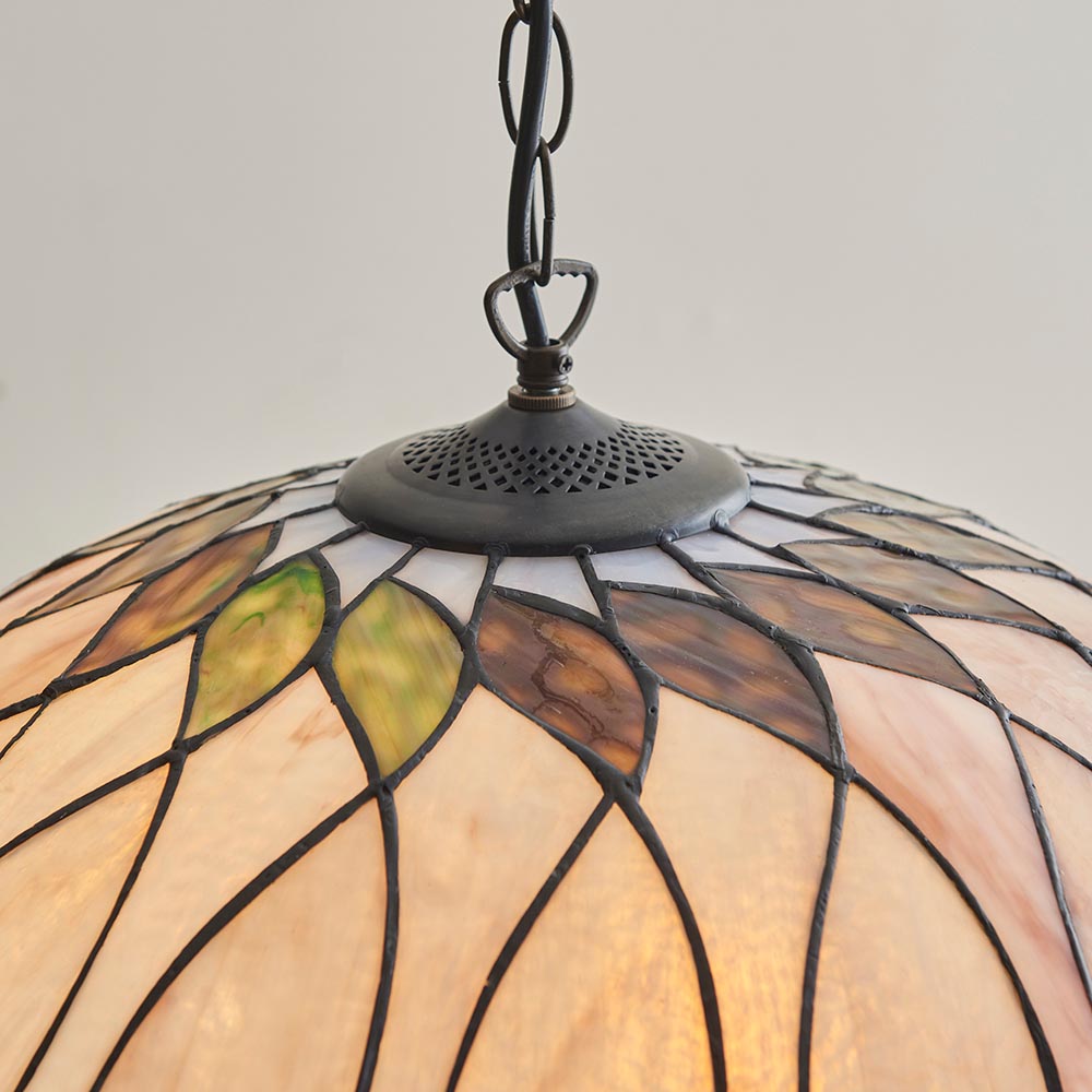 Hinton Tiffany Glass Pendant Ceiling Light In Multicolour