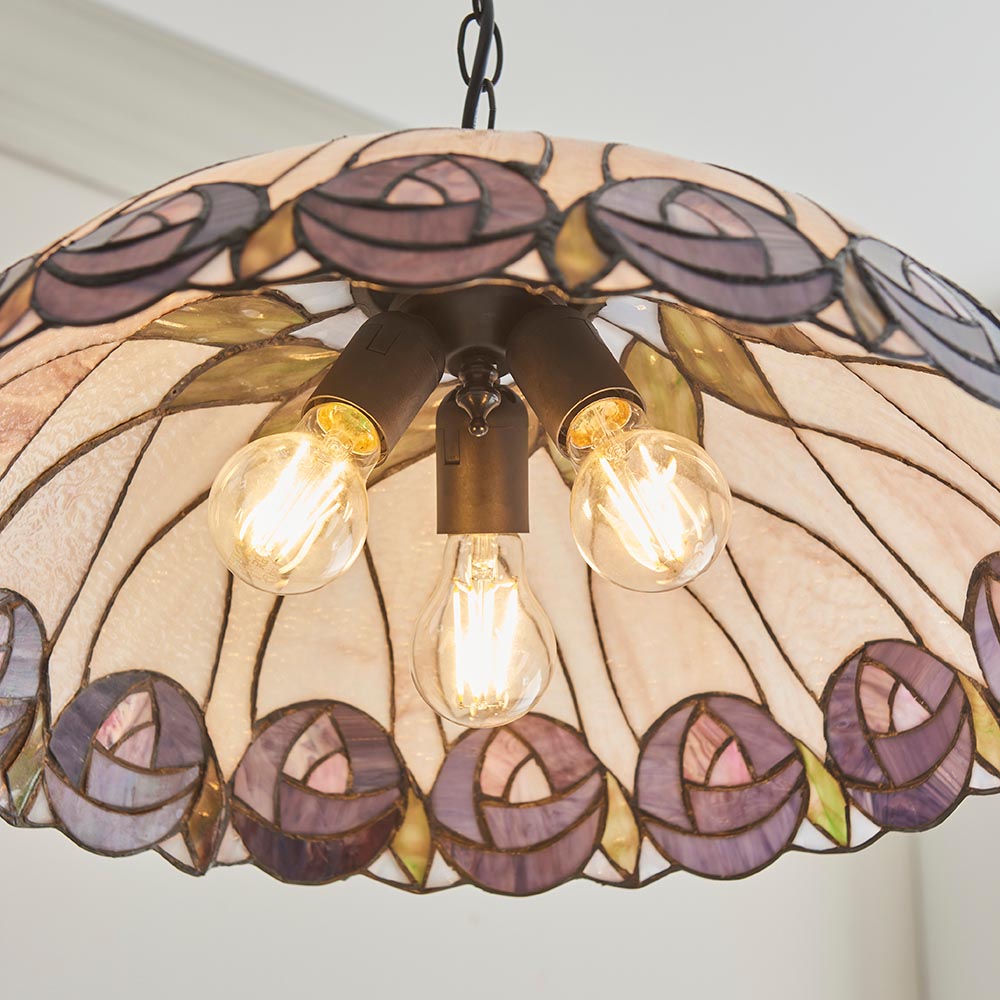 Hinton Tiffany Glass Pendant Ceiling Light In Multicolour