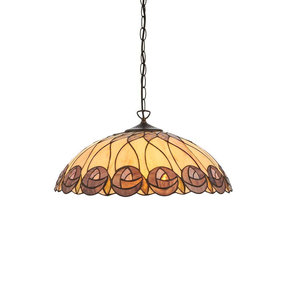 Hinton Tiffany Glass Pendant Ceiling Light In Multicolour