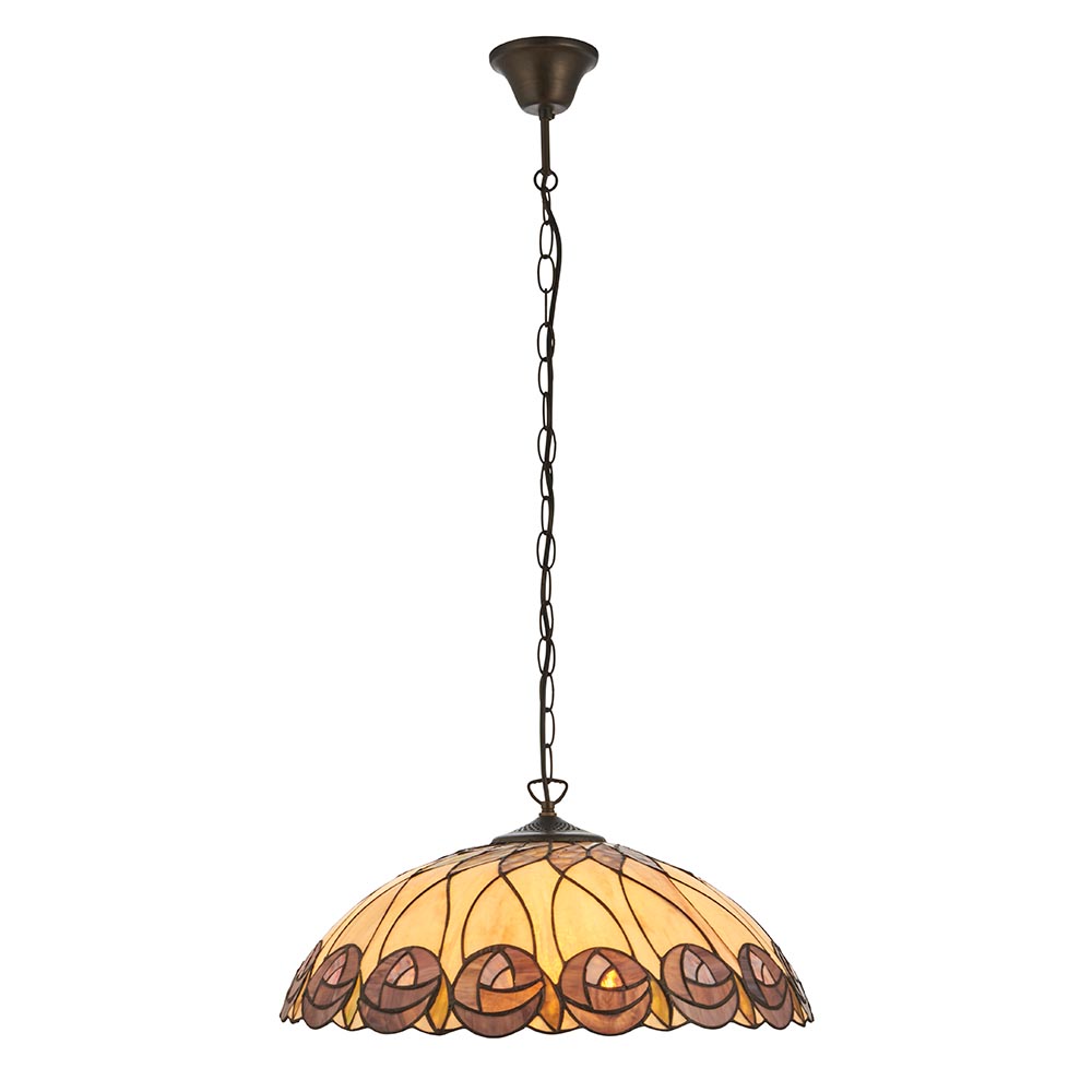 Hinton Tiffany Glass Pendant Ceiling Light In Multicolour