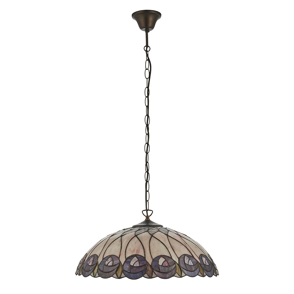 Hinton Tiffany Glass Pendant Ceiling Light In Multicolour