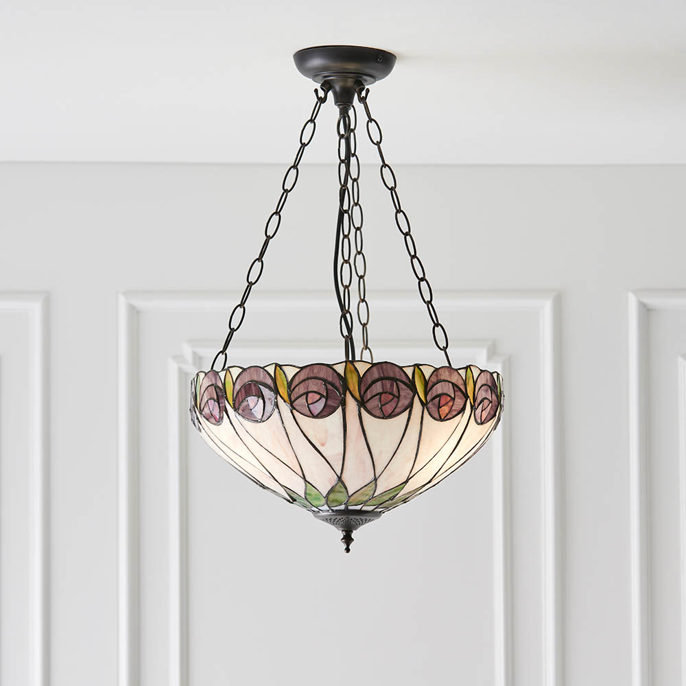Read more about Hinton tiffany glass pendant ceiling light in satin black