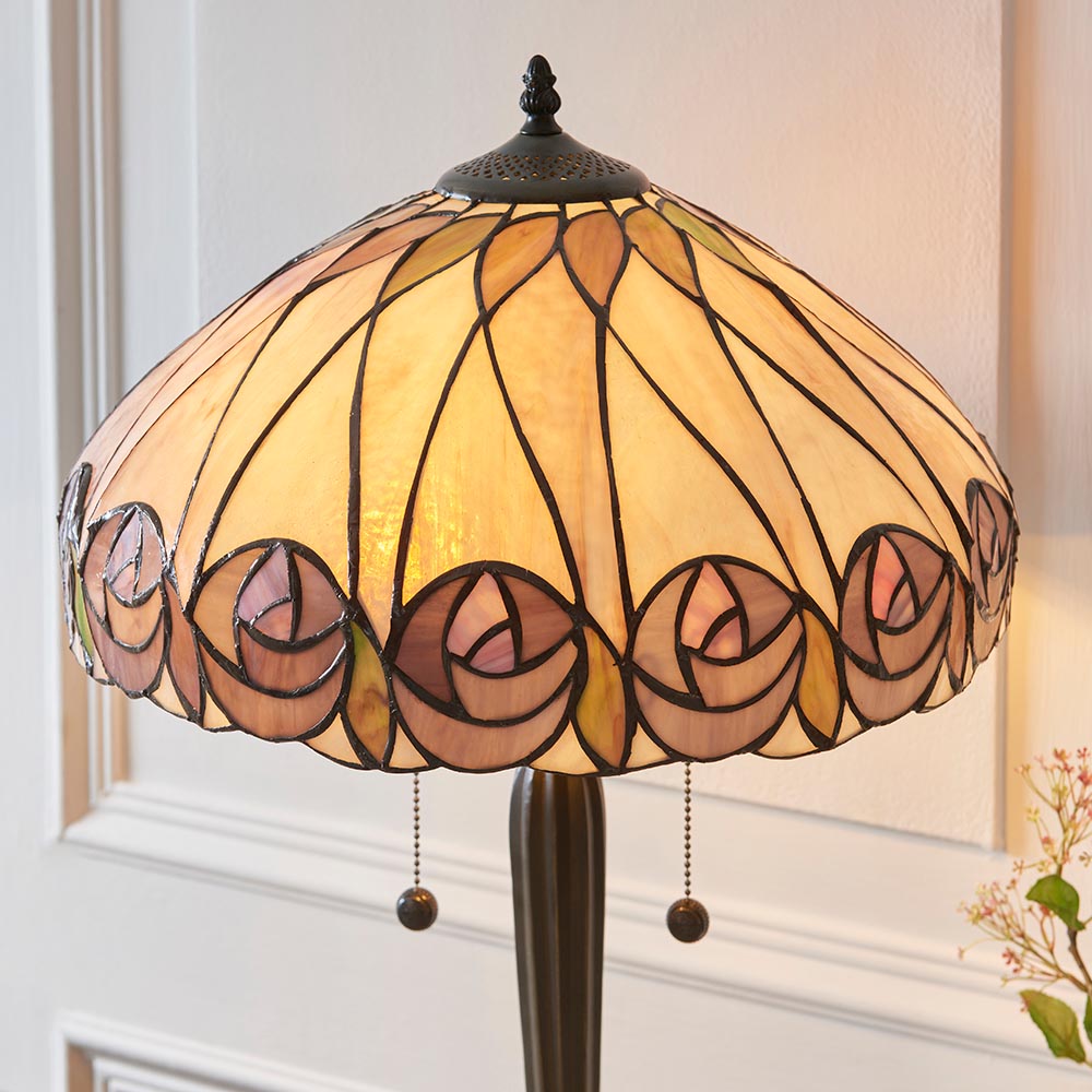 Hinton Tiffany Glass Table Lamp In Multicolour
