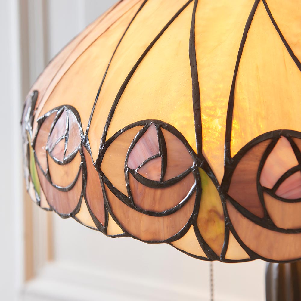 Hinton Tiffany Glass Table Lamp In Multicolour